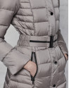 Long greyi ski jacket with leather