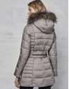 Long greyi ski jacket with leather