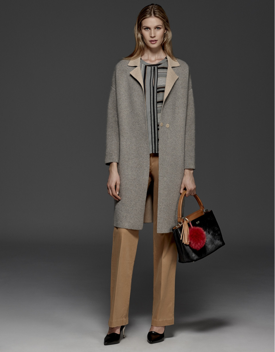 Grey, double-faced long coat