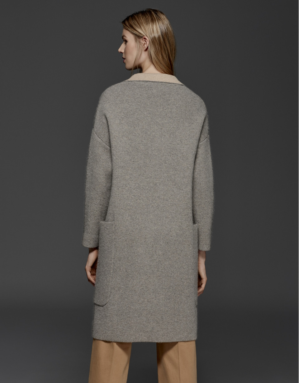 Grey, double-faced long coat