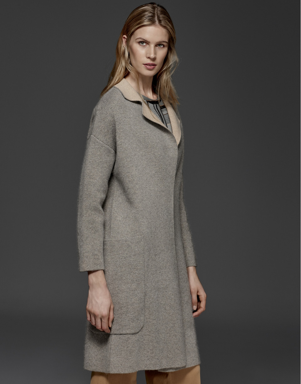 Grey, double-faced long coat