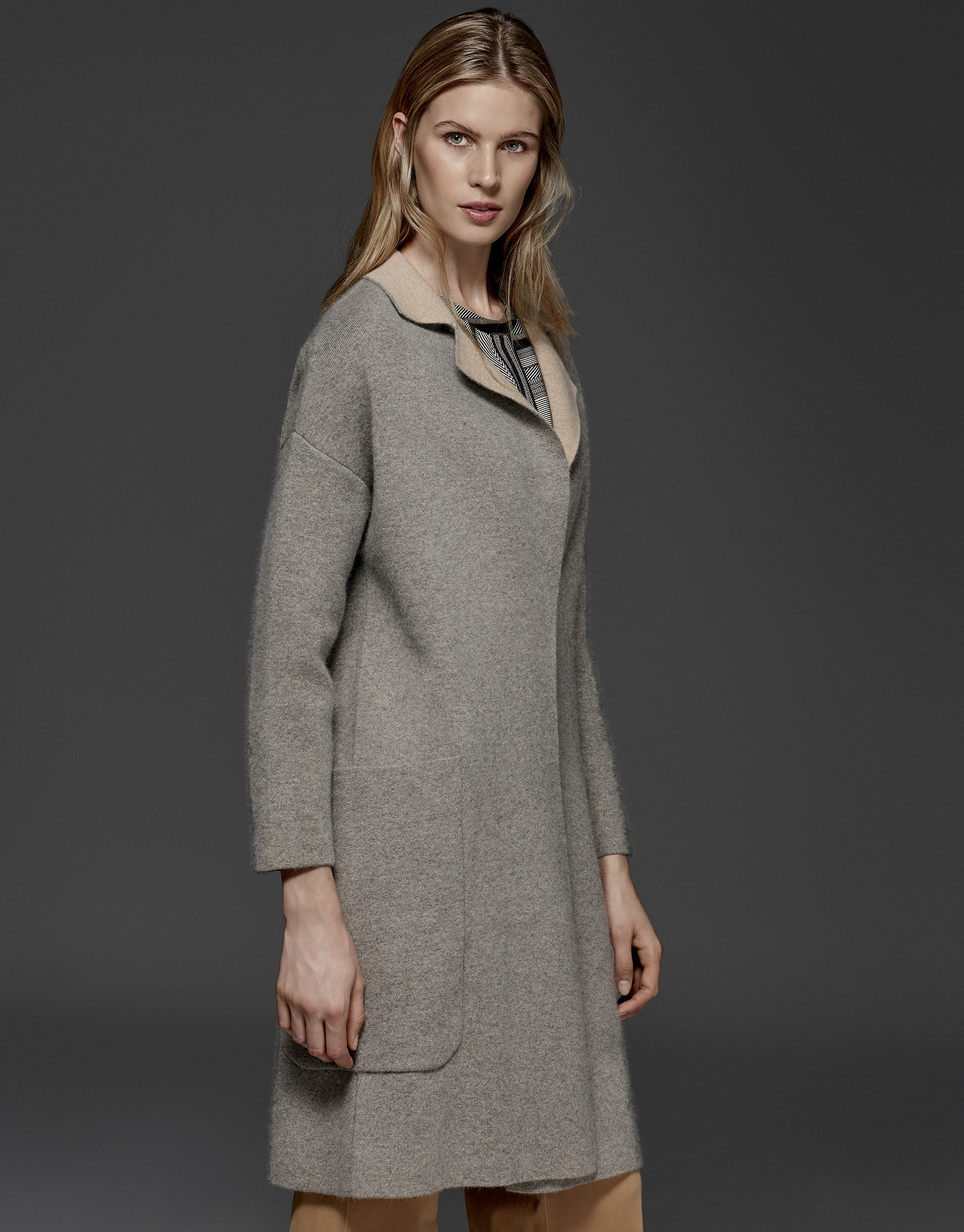 Grey, double-faced long coat