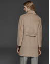 Beige retro coat with fur collar
