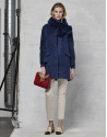 Dark blue retro coat with fur collar