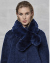 Dark blue retro coat with fur collar