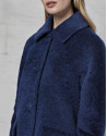 Dark blue retro coat with fur collar