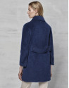 Dark blue retro coat with fur collar