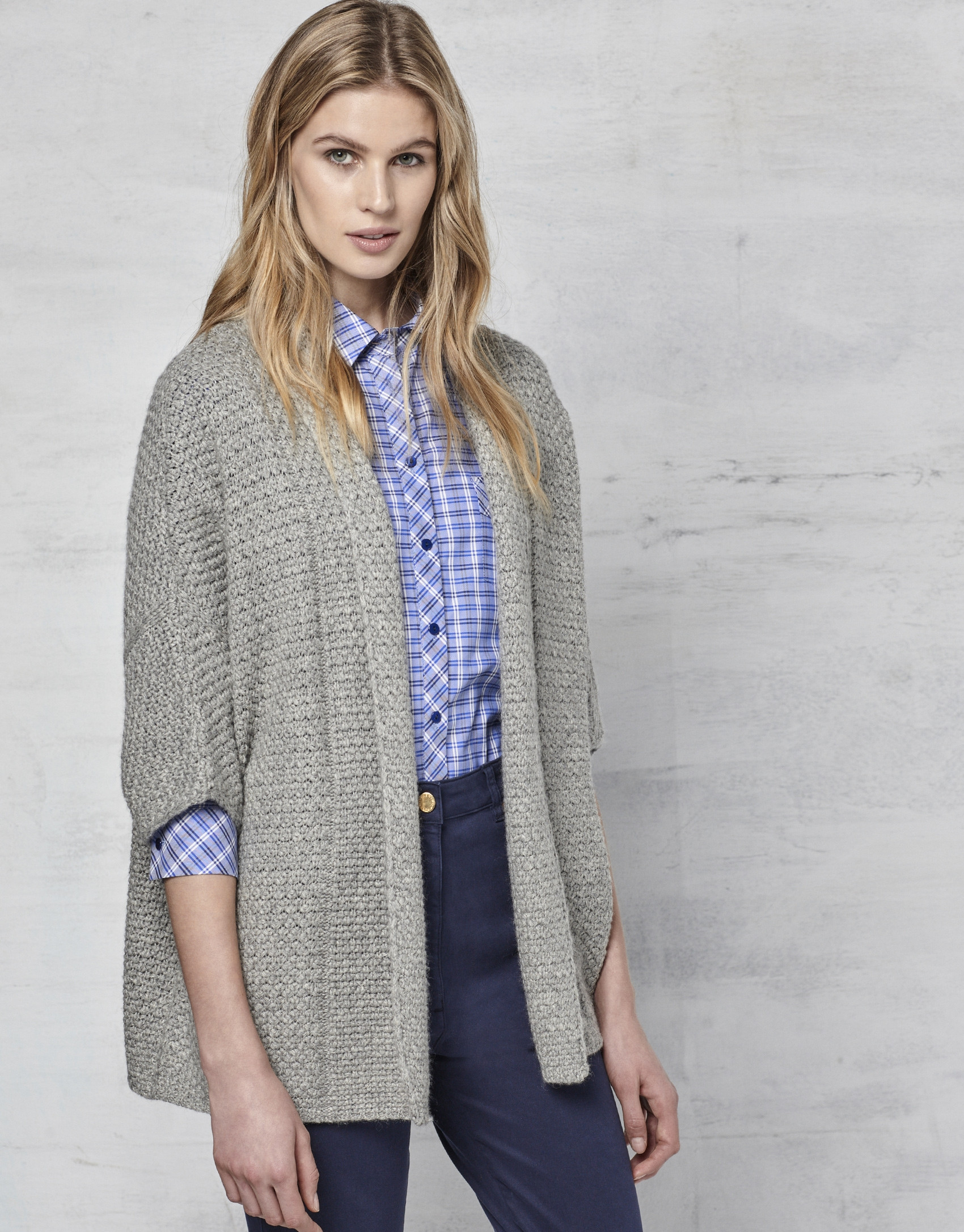 Chaqueta punto oversize gris