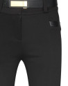 Pantalón en punto negro y apliques en piel 
