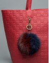 Maroon and blue pompom charm