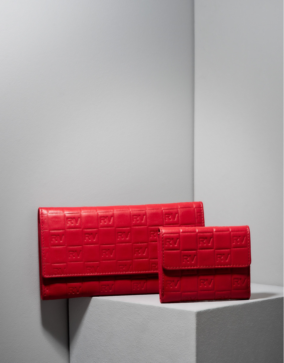 Small red tattoo leather billfold