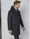 Abrigo con pechera y capucha desmontable gris oscuro