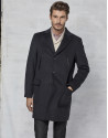 Abrigo con pechera y capucha desmontable gris oscuro