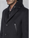 Abrigo con pechera y capucha desmontable gris oscuro