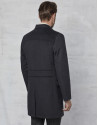 Abrigo con pechera y capucha desmontable gris oscuro