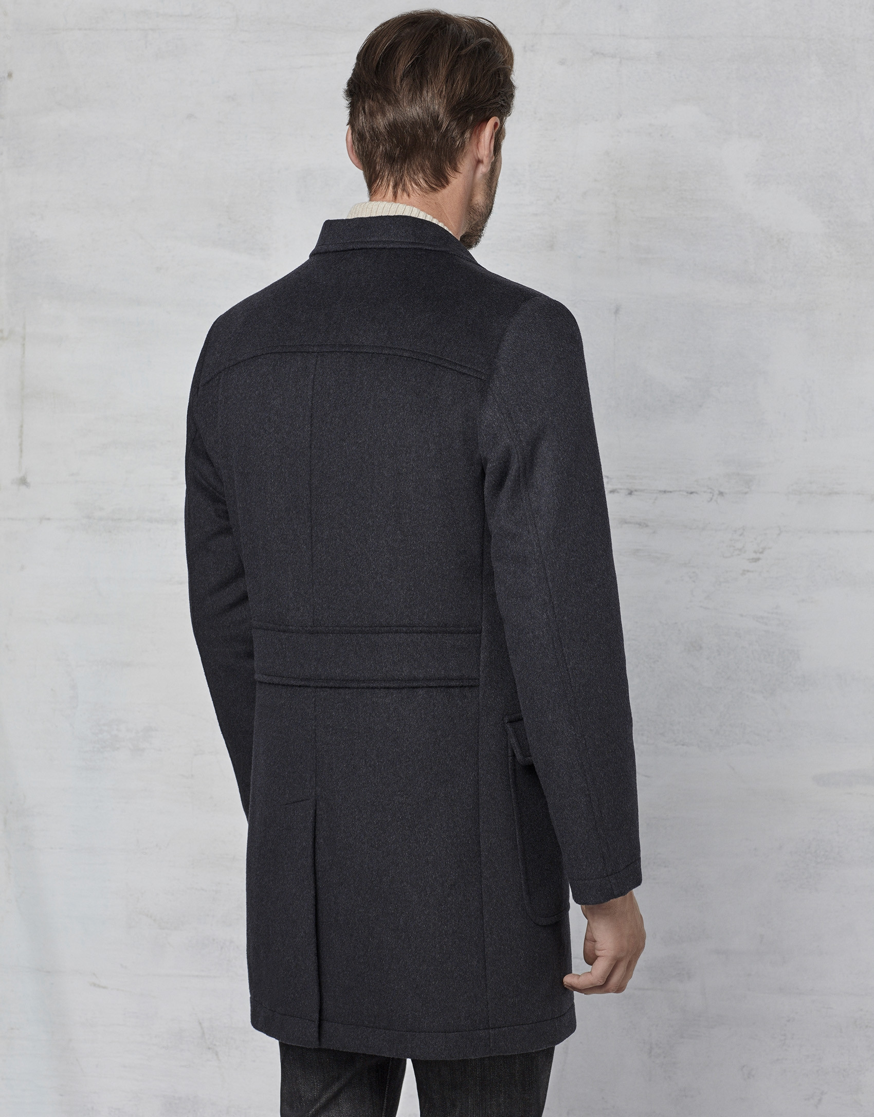 Abrigo con pechera y capucha desmontable gris oscuro