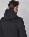 Abrigo con pechera y capucha desmontable gris oscuro