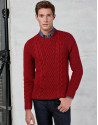 Red braided and cable-stitched sweater