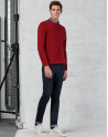 Red braided and cable-stitched sweater
