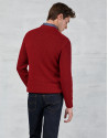 Red braided and cable-stitched sweater