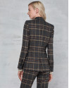 Dark gray and beige striped jacket with a masculine cut