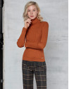 Pumpkin ribbed turtle neck sweater