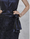 Vestido fiesta encaje azul noche