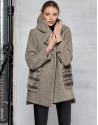 Beige virgin wool and fur coat