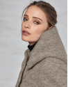 Beige virgin wool and fur coat