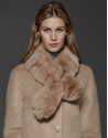 Beige retro coat with fur collar