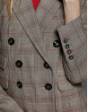 Red double-breasted glen plaid jacket