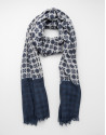 Ivory scarf with navy blue trim 