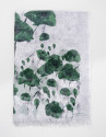 Green floral wool and silk scarf