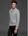 Gray sweater with tuxedo collar