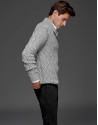 Gray sweater with tuxedo collar