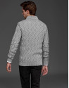Gray sweater with tuxedo collar