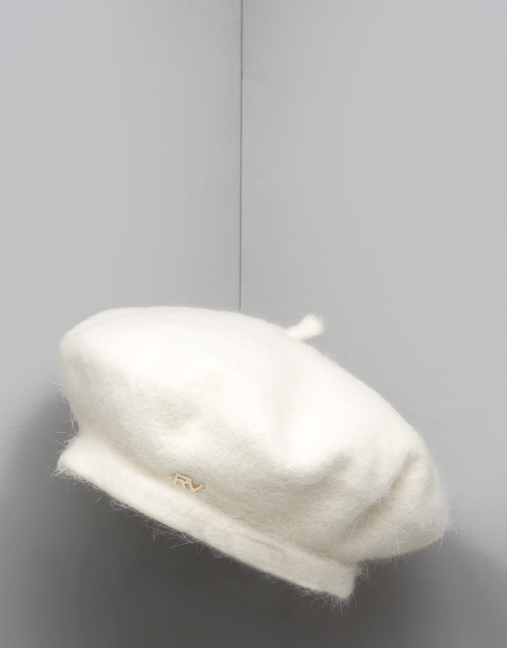 White wool and angora beret