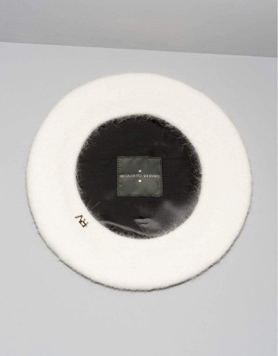 White wool and angora beret