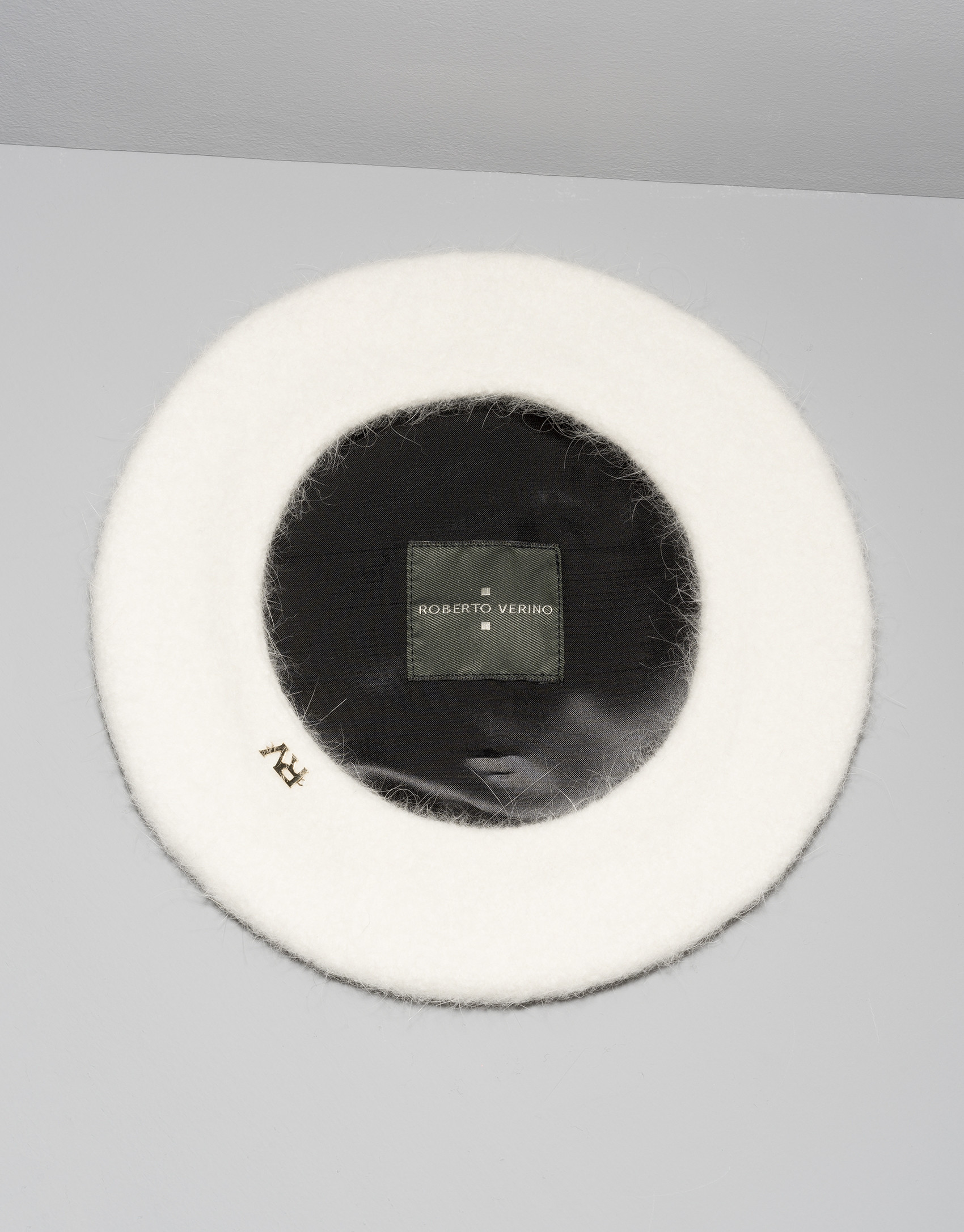 White wool and angora beret
