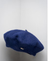 Blue wool and angora beret