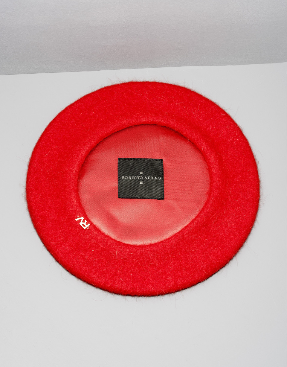 Red wool and angora beret