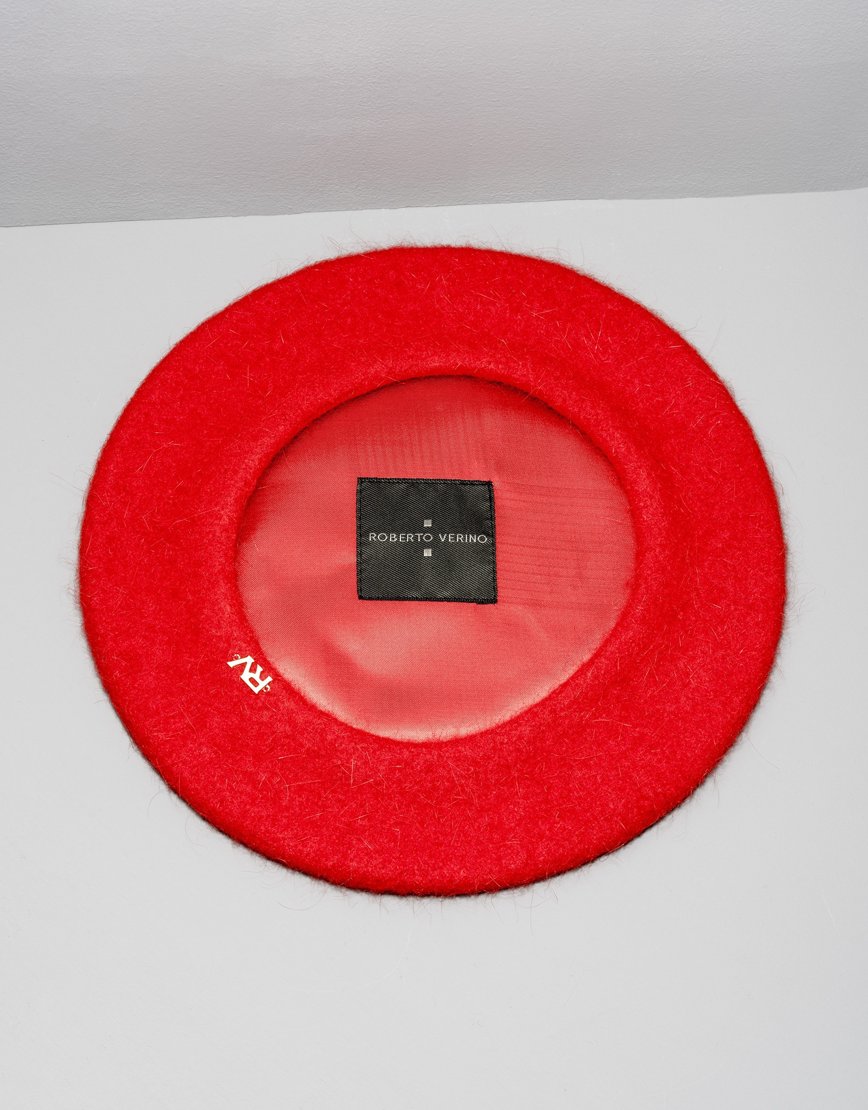 Red wool and angora beret
