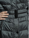 Long khaki ski jacket with leather