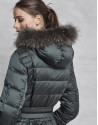 Long khaki ski jacket with leather