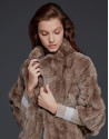 Long beige rabbit fur jacket