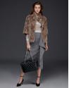 Long beige rabbit fur jacket
