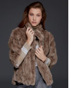 Long beige rabbit fur jacket