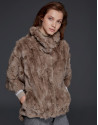 Long beige rabbit fur jacket