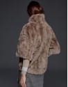 Long beige rabbit fur jacket