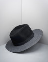 Black and grey wool fedora hat